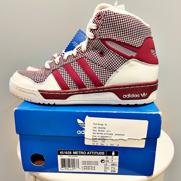 RARE NWT Adidas Metro Attitude Red Houndstooth sz 7.5 Mens / 9 Womens Sneakers - Picture 5 of 13